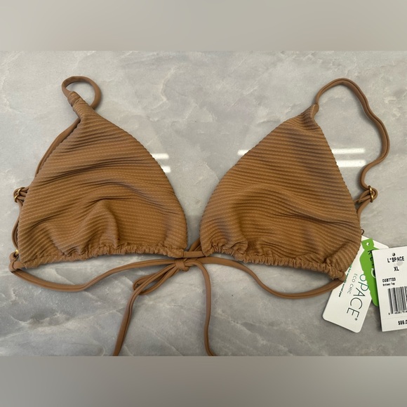 NWT! L*Space Brittany Ribbed Bikini Top in camel. XL. $88 - Picture 2 of 5